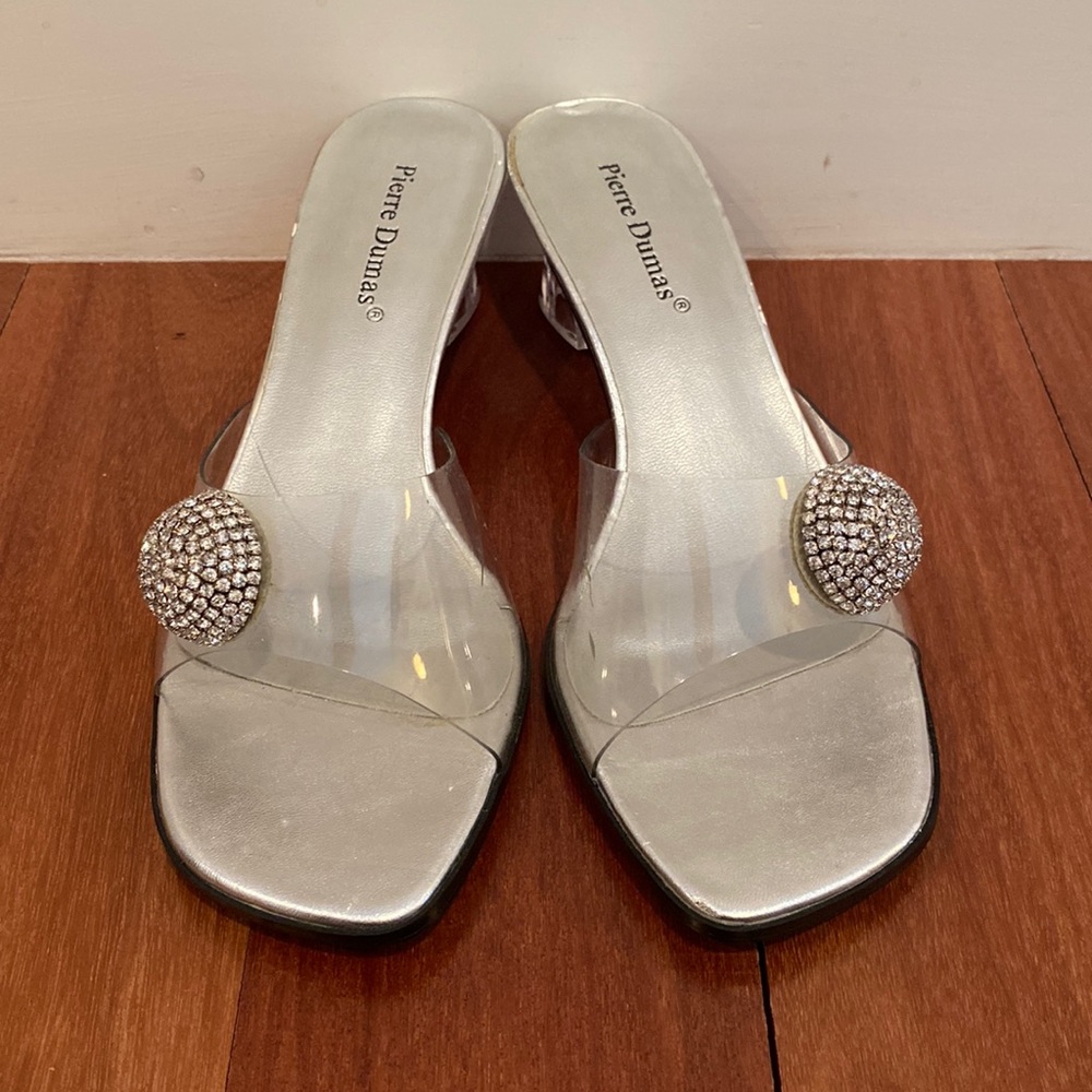Pierre Dumas silver clear sandal. Gently worn.